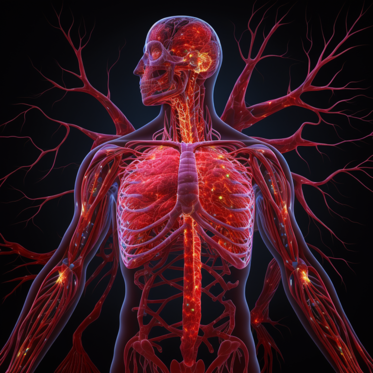 Le système sanguin stylisé à travers le corps humain